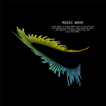 Rainbow Music wave player. Colorful equalizer element on black background. Isolated design symbol. Vector Illustrationのイラスト素材