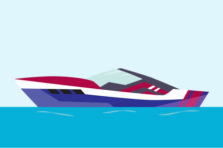 Vector modern yacht illustration. Ship at sea transport, shipping boatのイラスト素材