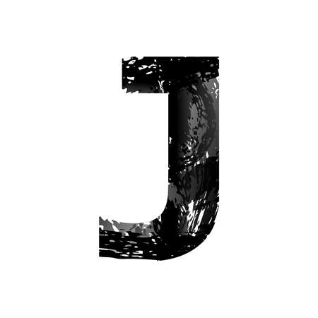 Grunge Letter J. Black Font Sketch Style Symbol. Design Illusrations.の写真素材