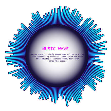 Round rays music wave player. Colorful equalizer element on white background. Isolated design symbol. Vector Illustration.のイラスト素材