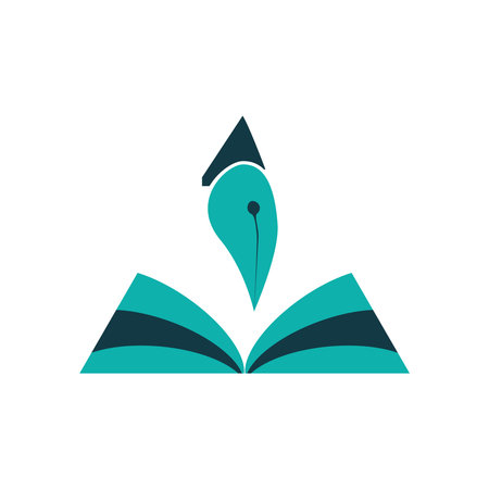 Creative symbol book and pen. Write test logo. Pen design template. Jpeg illustration.の写真素材
