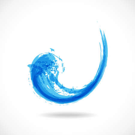 Blue water wave . Abstract colorful ink splash. Eco fluid stream template. Vector aqua grunge designのイラスト素材