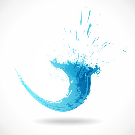 Blue water wave . Abstract colorful ink splash. Eco fluid stream template. Vector aqua grunge designのイラスト素材