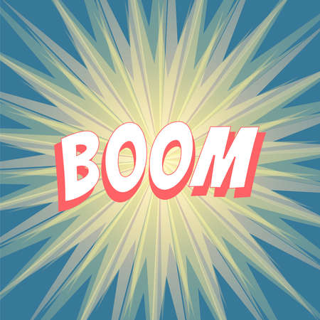 Explosion comic book banner. Abstract background of light rays radial spread from the center in pastel colors. Sunburst design in comics, pop art style. Vector illustrationのイラスト素材