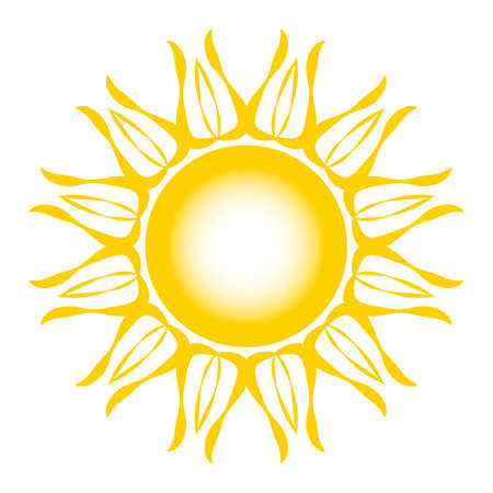 Stylized sun  . Beautiful design yellow sun on grey. Bright sun rays sunburst sunbeams as summer symbol. Vintage frame artwork. Retro golden pattern decoration. Jpegの写真素材