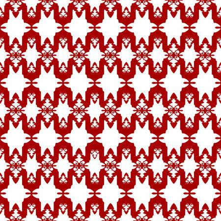 Seamless red ornament on white background. Vintage pattern jpeg illustration. Baroque swirls...