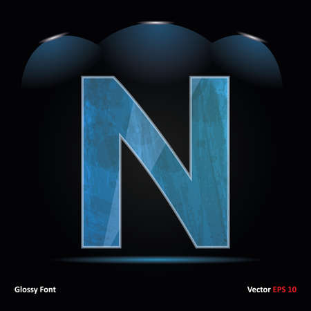 Glossy Grunge Font. Letter N. Dark Vector Background.のイラスト素材