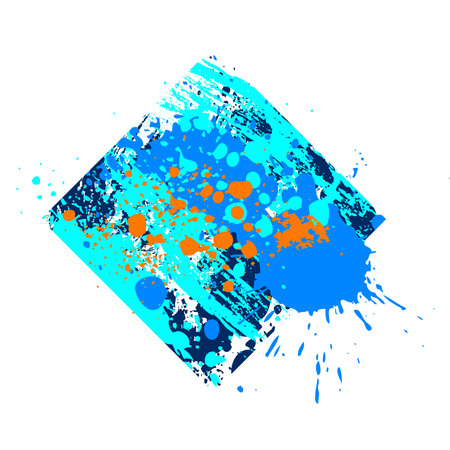Abstract ink splash, colorful blobs, drops and paint brush strokes. Grunge design template, jpeg illustrationの写真素材