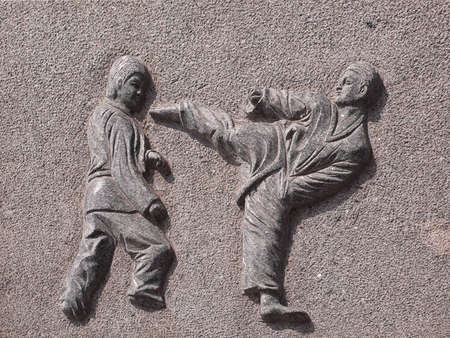 Sports Ping sculpture, martial arts competitions の写真素材