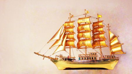 Golden sailing to send treasuresの写真素材