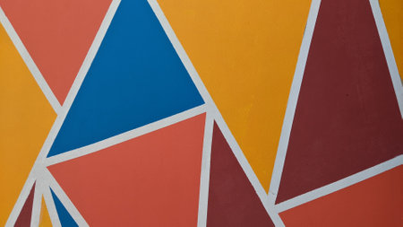 Colorful geometric pattern on the wall. Abstract background for design.の写真素材