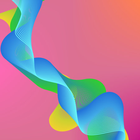 Gradient mesh abstract background. Blurred backdrop with simple muffled colors. Medium pink violet gold orange dark light gray. Wave background line lines circle circles.のイラスト素材