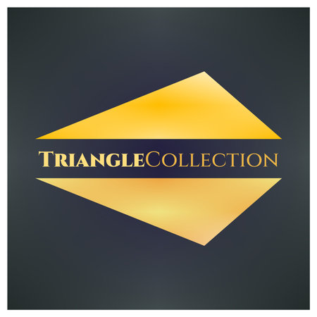 A golden triangle shape with a gradient effect, positioned against a dark gray background. The text "TRIANGLE COLLECTION" is written in a bold, sans-serif font below the triangle.のイラスト素材