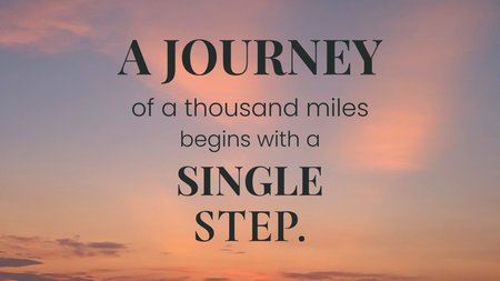 A motivational quote in dark text against a beautiful sky at sunrise. The quote reads, "A...