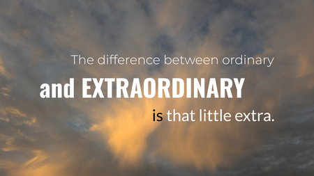 A quote against a dramatic sky with golden and gray clouds during sunrise. The text states "The...
