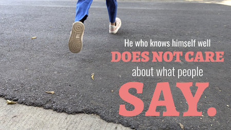 A motivational quote on self-knowledge, independence from external opinions. Red emphasized text is...