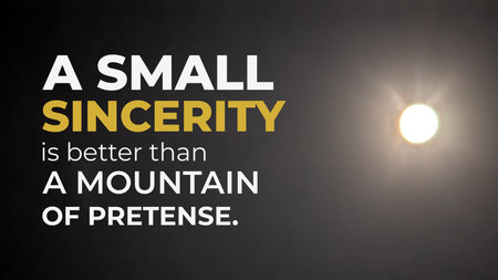 A bright moon shines through a dark, misty sky alongside bold white and gold text. The quote...