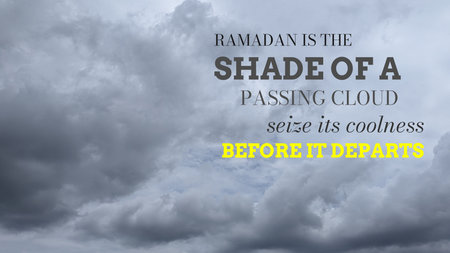 A religious quote overlay features bold white, yellow typography on a dramatic cloudy sky...