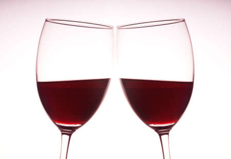 pair of red wine glassの写真素材