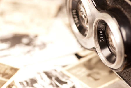 old camera and old picture の写真素材