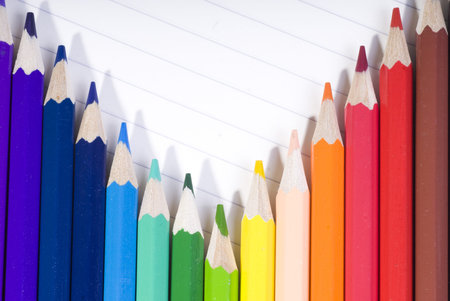 Color pencils on white background