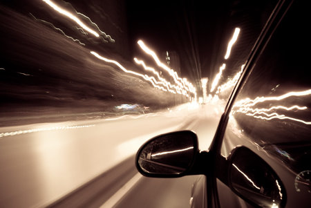 car fast drive at night