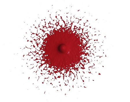 Blood splash isolated on white backgroundの写真素材