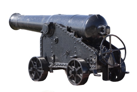 Old black gun isolated on whiteの写真素材