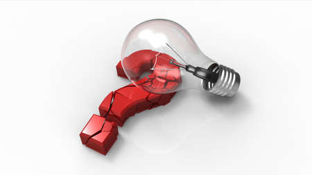 Light bulb breaking a question mark signの写真素材