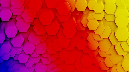 Colorful honeycomb stacked patterns background computer renderingの写真素材