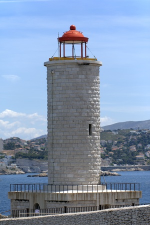 Stone lighthouse in If island near Marseilleの写真素材