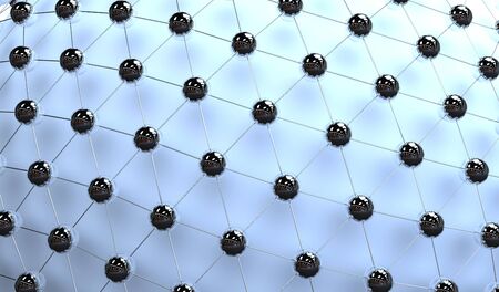 3D rendering of a symbolic network with chrome balls and links