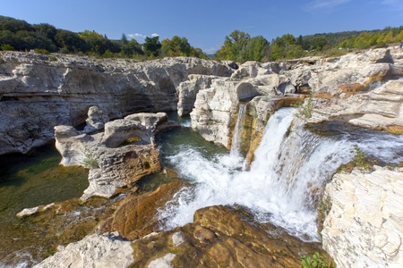 Sautadet waterfalls in southern France near La Roque sur Cezeの写真素材