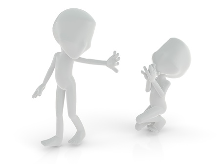 3D character imploring  isolated on white backgroundの写真素材