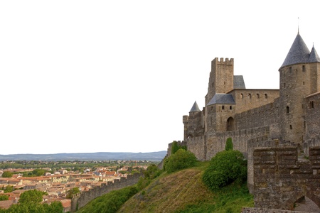 Medieval castle of Carcassonne isolated on white