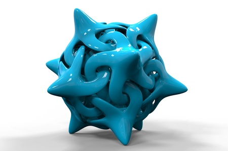3D rendering of an abstract interlocked curvy shape on white background