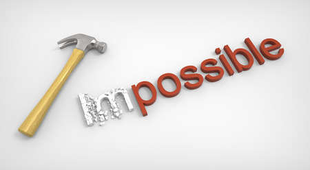 Possible Impossible concept isolated on white backgroundの写真素材