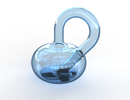 Klein glass bottle mathematical object isolated on whiteの写真素材