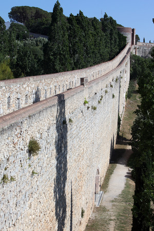 Old walls around Girona medieval city, Catalonia Spainの写真素材