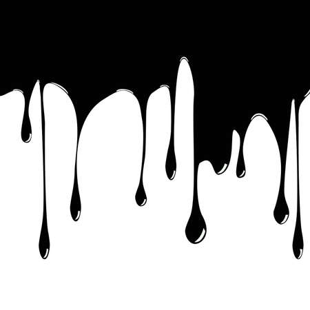 Black paint dripping on white background. Vector illustration.のイラスト素材