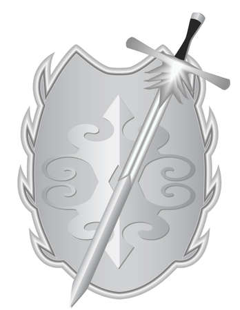 Vector image of a shield and sword. Symbolism. Coat of Arms.のイラスト素材