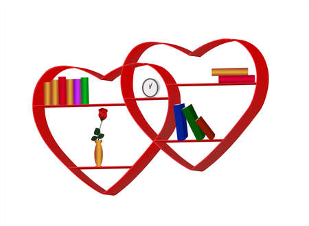bookshelves in the form of heartのイラスト素材