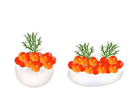 Appetizing egg, stuffed with red caviar.のイラスト素材