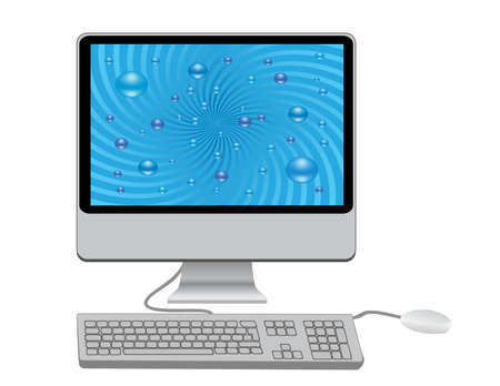 Monitor with keyboard and mouseのイラスト素材