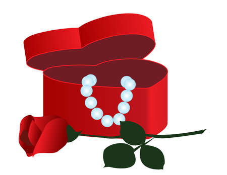  	Casket in a heart-shaped jewels and roses.のイラスト素材