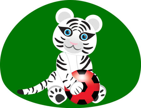 Vector image of a white tiger with a soccer ball.のイラスト素材
