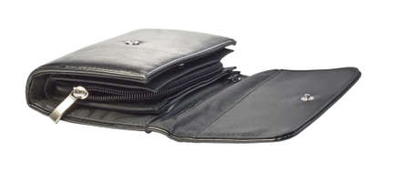 Black purse, isolated on a white background.