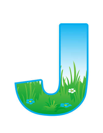 Vector font with elements of the landscape.のイラスト素材