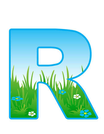 Vector font with elements of the landscape.のイラスト素材