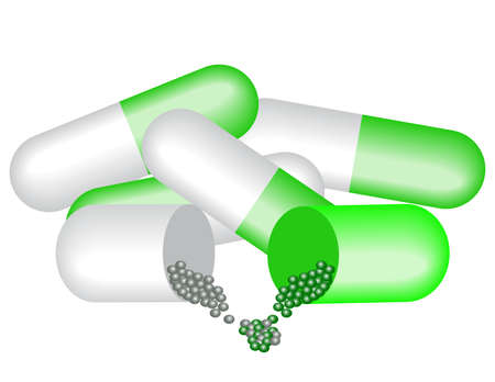 The green capsules with medicinal powderのイラスト素材